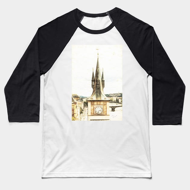 Clock Tower on the Smetana Museum Baseball T-Shirt by dianecmcac